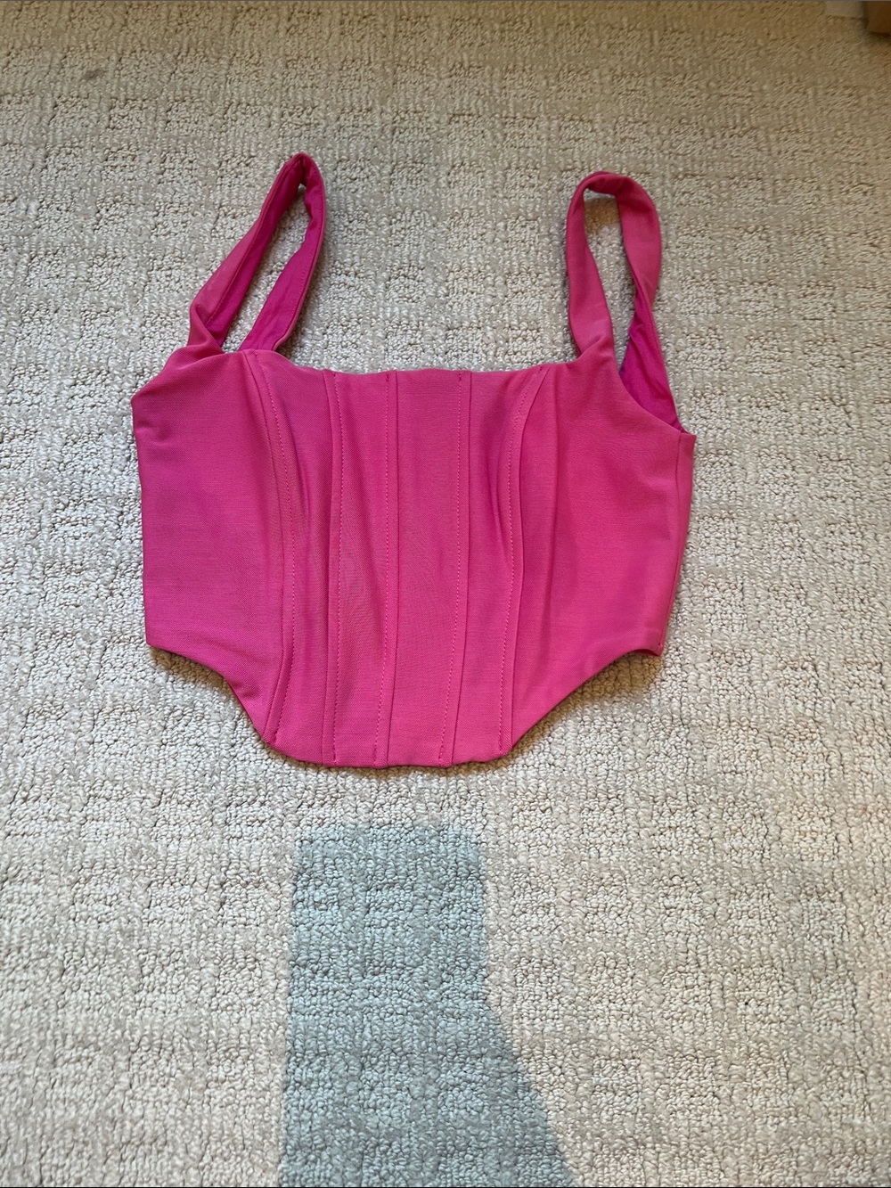 Edikted Vibrant Pink Corset Crop Top
